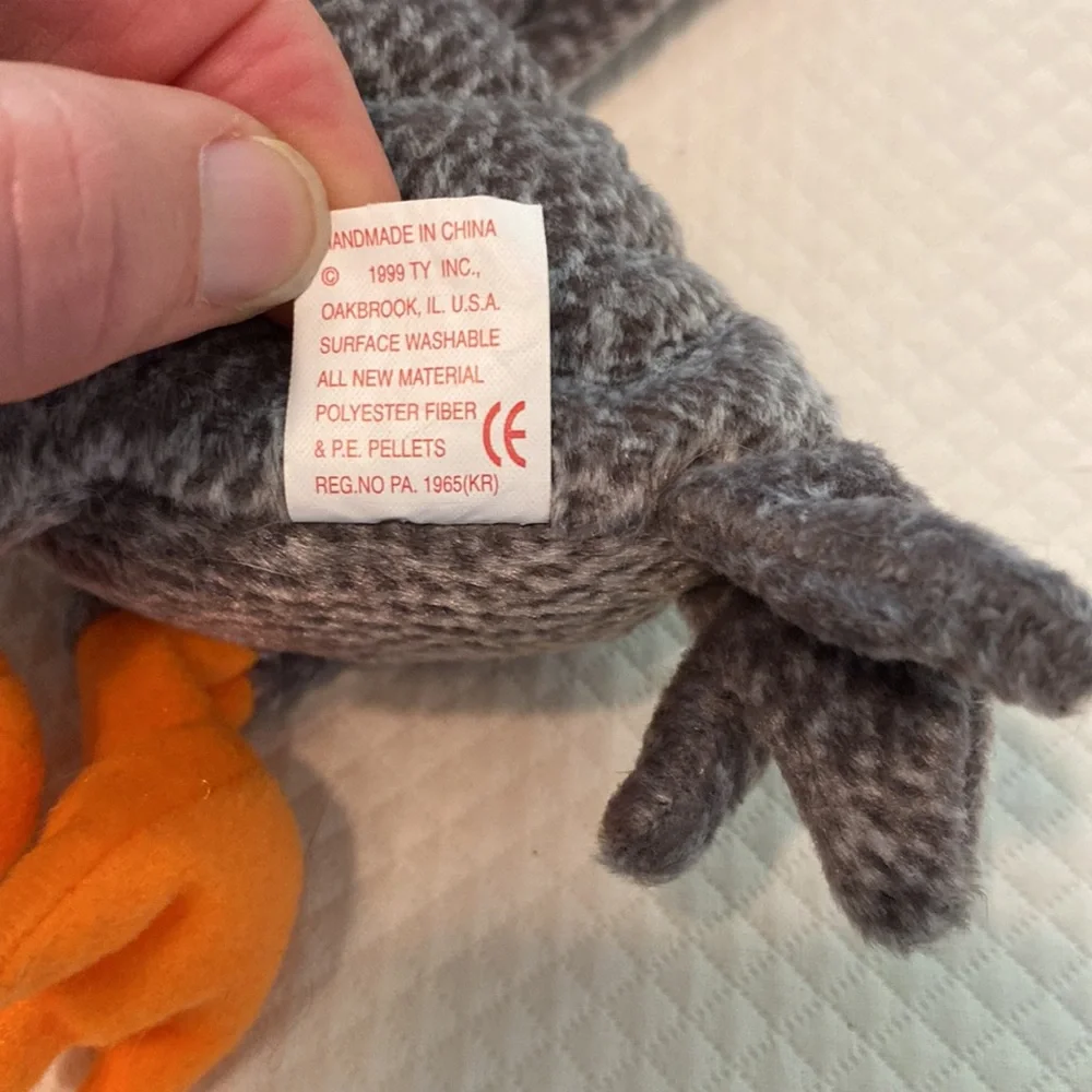 Ty Beanie Baby Gray Body Orange Bill Feet Honks Goose Duck Bird Toy with Tag